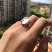 Load image into Gallery viewer, Natural Large Rose Quartz Ring Handmade with 925 Sterling Silver Adjustable Sizes Women&#39;s Elegant Jewelry Handmade with 11.8x16mm Cabochon

