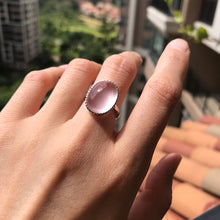 Load image into Gallery viewer, Natural Large Rose Quartz Ring Handmade with 925 Sterling Silver Adjustable Sizes Women&#39;s Elegant Jewelry Handmade with 11.8x16mm Cabochon
