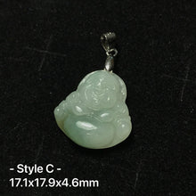 Load image into Gallery viewer, Jadeite Maitreya Happy Buddha Pendant with Sterling Silver | Handmade Natural Healing Gemstone Part | 4th Heart Chakra Lower Blood Pressure

