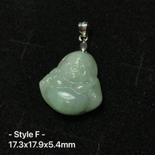 Load image into Gallery viewer, Jadeite Maitreya Happy Buddha Pendant with Sterling Silver | Handmade Natural Healing Gemstone Part | 4th Heart Chakra Lower Blood Pressure

