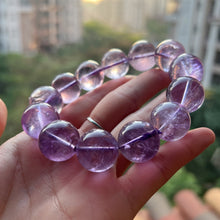 Load image into Gallery viewer, 17.5mm Rare Large Beads Natural Amethyst Healing Crystal Bracelet from Brazil
