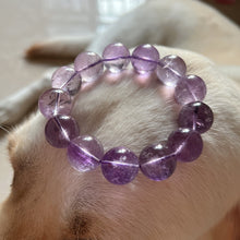 Load image into Gallery viewer, 17.5mm Rare Large Beads Natural Amethyst Healing Crystal Bracelet from Brazil

