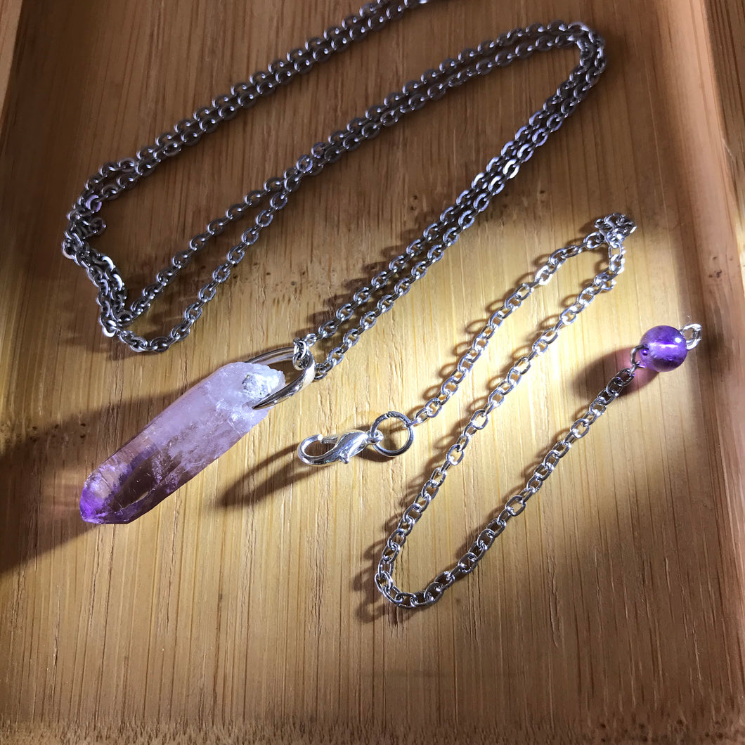 Healing Master High Quality Vera Cruz Amethyst Pendulum Necklace Handmade with 925 Sterling Silver Adjustable Fashion Jewelry Crown Chakra