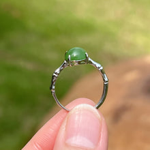 Load image into Gallery viewer, Natural Hetian Jade Sterling Silver Ring with Four Prongs Setting | Handmade Healing Gemstone Fashion Jewelry
