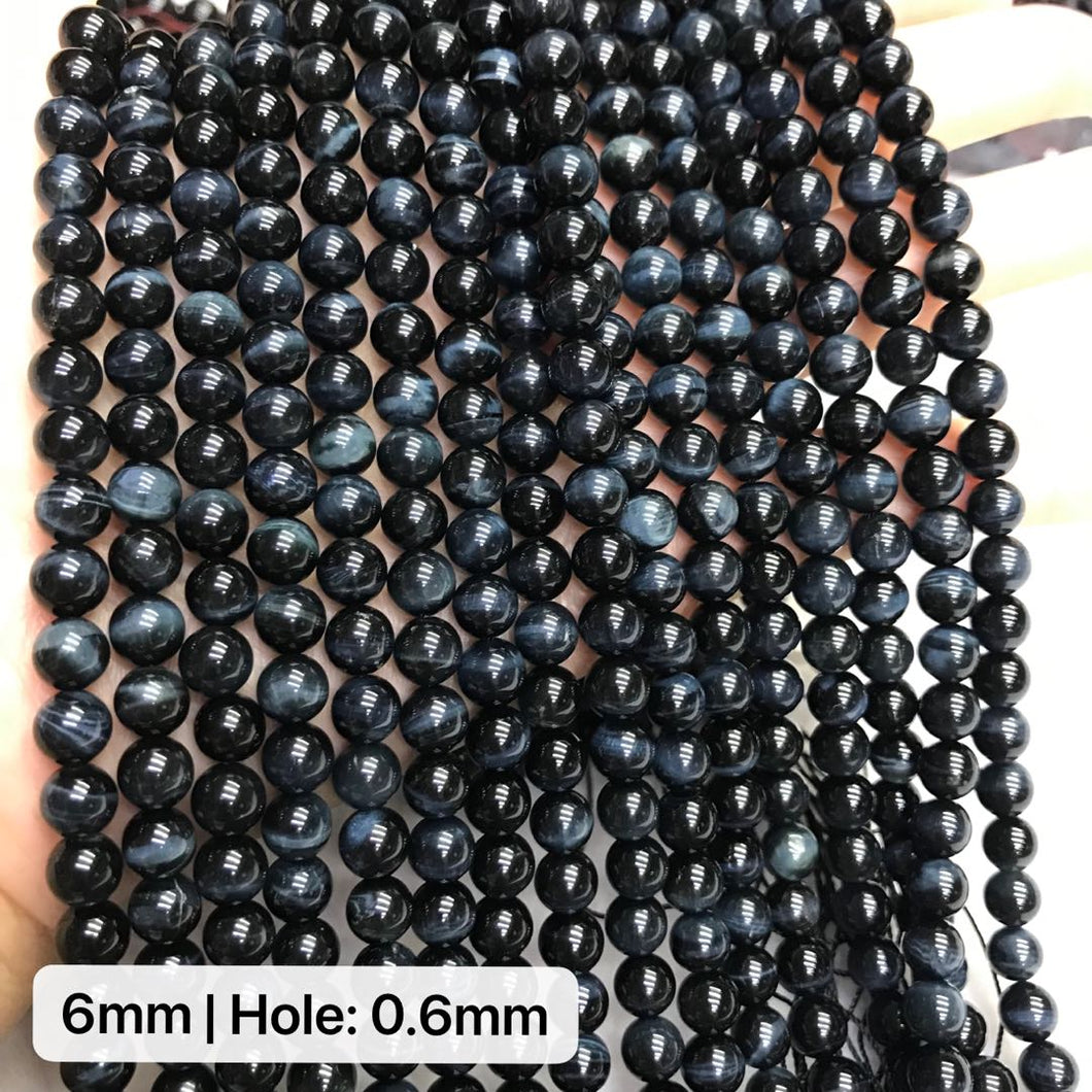 Top Grade 6-12mm Blue Tiger Eye Round Bead Strands for DIY Jewelry Project