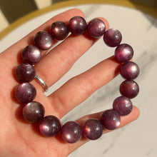 Load image into Gallery viewer, 12.5mm High-quality Metal Purple Lepidolite Bracelet Healing Crystal from Brazil | Crown Third Eye Chakra Reiki Healing | Uplift Brainwork
