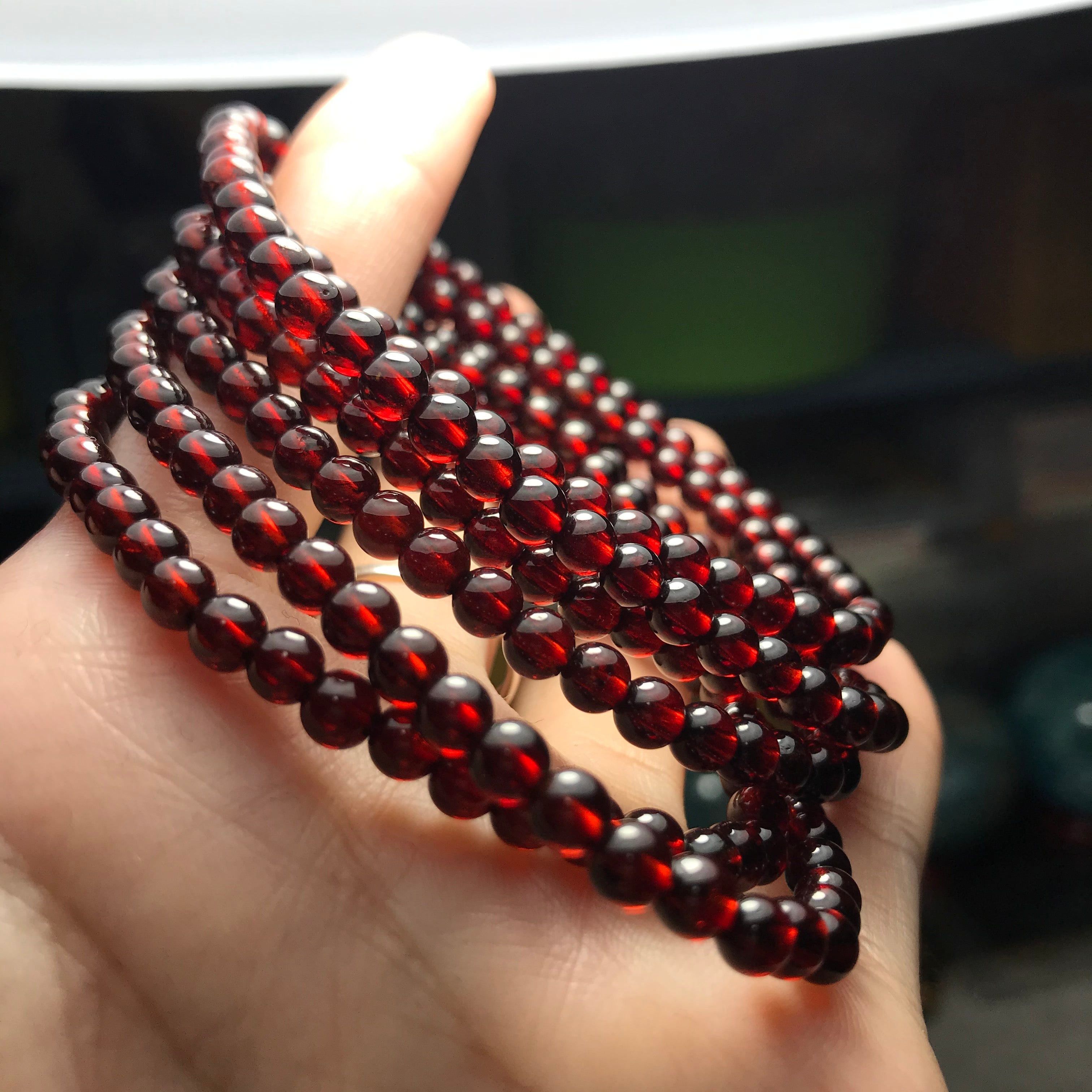 3-Wraps Orange-red Spessartine Garnet Bracelet | Handmade with Natural ...