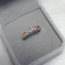 Load image into Gallery viewer, Gem Grade Rainbow Tourmaline Ring Sterling Silver with 18K White Gold Plated | Handmade Healing Gemstone Fashion Jewelry
