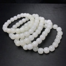 Load image into Gallery viewer, 10x 9mm White Nehprite Hetian Jade Beaded Bracelets for DIY Jewelry Project
