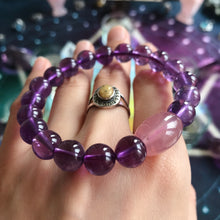 Load image into Gallery viewer, Natural Amethyst with Rose Quartz Mixed Healing Crystal Bracelet | Crown Third Eye Heart Chakra Reiki Healing
