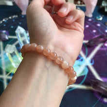 Load image into Gallery viewer, 7.4mm Best Color Peach Moonstone Bracelet | Increase Your Charm | Sacral Chakra
