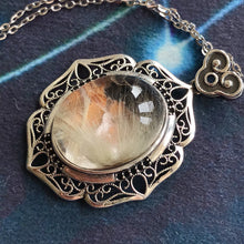 Load image into Gallery viewer, Natural Silver Rutilated Quartz with Mica Inclusion Pendant Necklace Rare Crystal Formation
