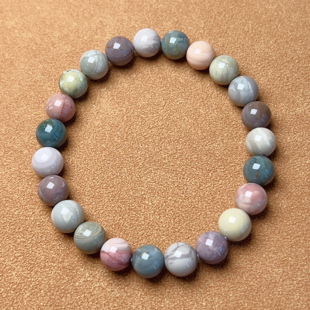 Creamy Macaron Color 8.2mm Alashan Agate Beaded Bracelet High-quality Healing Stone from Mongolia