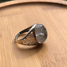 Load image into Gallery viewer, Super Rare Black Rutile Calcite Inclusion Crystal Quartz Ring | Handmade with 925 Sterling Silver | One of A Kind Jewelry
