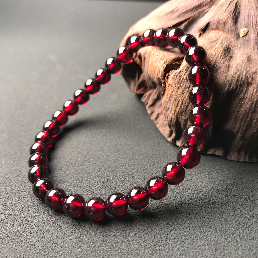 6mm Protection Red Garnet Crystal Bracelet | Root Chakra Healing Stone Jewelry