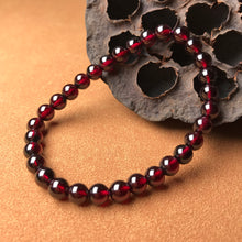 Load image into Gallery viewer, 6mm Protection Red Garnet Crystal Bracelet | Root Chakra Healing Stone Jewelry
