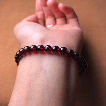 Load image into Gallery viewer, 6mm Protection Red Garnet Crystal Bracelet | Root Chakra Healing Stone Jewelry
