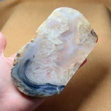 Load image into Gallery viewer, Genuine Agate Geode Slice from Brazil with Crystal Clusters Inclusion Home Decor
