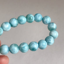 Load image into Gallery viewer, Dolphin Stone Natural Blue Larimar Bracelet Handmade with 7.5mm Round Beads | Throat Chakra Healing Jewelry
