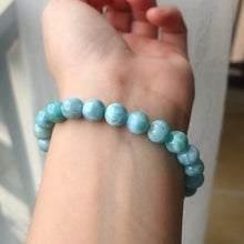 Load image into Gallery viewer, Dolphin Stone Natural Blue Larimar Bracelet Handmade with 8.2mm Beads | Throat Chakra Healing Jewelry
