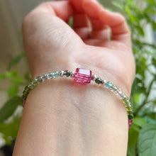 Load image into Gallery viewer, Handmade Rainbow Tourmaline Bracelet Ruby Color Tourmaline | 925 Sterling Silver Silver Adjustable Style
