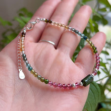Load image into Gallery viewer, Handmade Rainbow Tourmaline Bracelet Green Tourmaline | 925 Sterling Silver Silver Adjustable Style
