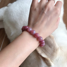 Load image into Gallery viewer, Rare 11mm Natural Yanyuan Agate Large Beads Bracelet | Stone of Strength Beautiful Purple Pink
