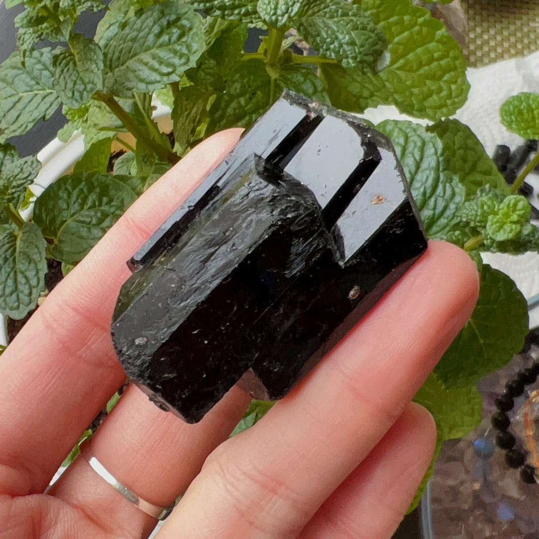 Top Grade Black Tourmaline Twins Raw Stone Perfect Formation 73.7g | Reiki Healing Protection Crystals