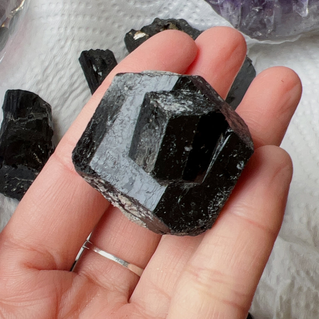 Top Grade Black Tourmaline Twins Raw Stone Perfect Formation 57g | Reiki Healing Protection Crystals