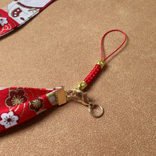 Load image into Gallery viewer, Handmade Japanese-style Maneki Neko Fabric Cellphone Chain Red Lucky Fortune Parts
