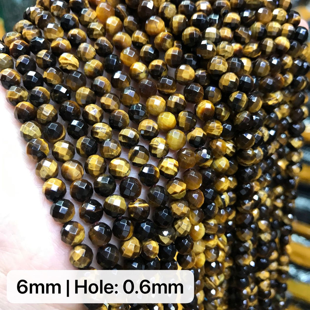 6-12mm 64 Cut Faceted Brown Tiger Eye Bead Strands for DIY Jewelry Project