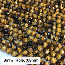 Load image into Gallery viewer, 6-12mm 64 Cut Faceted Brown Tiger Eye Bead Strands for DIY Jewelry Project
