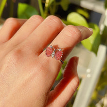 Load image into Gallery viewer, High-quality Rainbow Tourmaline Butterfly Ring Sterling Silver with 18K White Gold Plated
