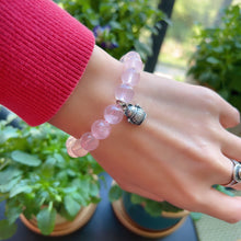 Load image into Gallery viewer, 10mm Rose Quartz Braided Bracelet Handmade with 925 Sterling Silver Maneki Neko Pendant 福, 招财进宝 | BLESSING &amp; ATTRACTION OF WEALTH
