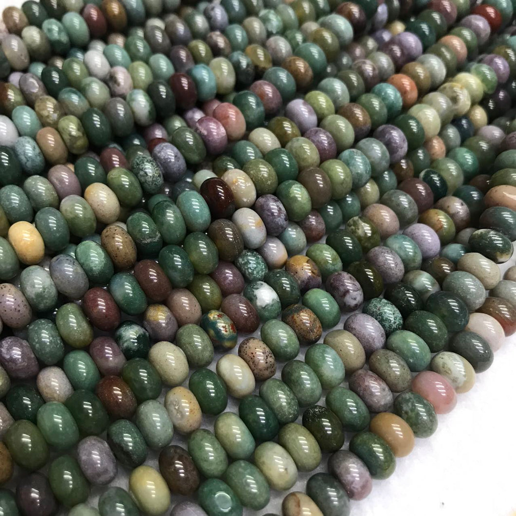 5x8mm Natural Indian Jasper Agate Rondelle Bead Strands Jewelry Findings