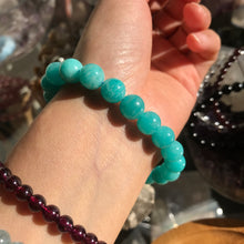 Load image into Gallery viewer, 9.3mm Old Mine Amazonite Bracelet Throat Chakra Natural Healing Stone
