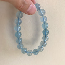Load image into Gallery viewer, 10.5mm Aquamarine Bracelet Throat Chakra Activation March Birthstone Pisces
