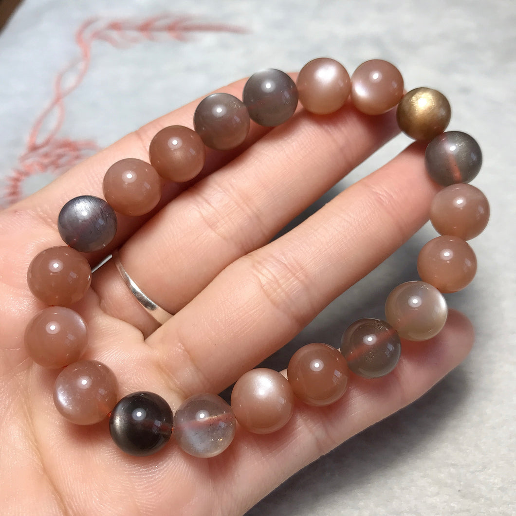 9.5mm Top-Quality Assorted Moonstone Bracelet | Increase Your Charm | Sacral Chakra