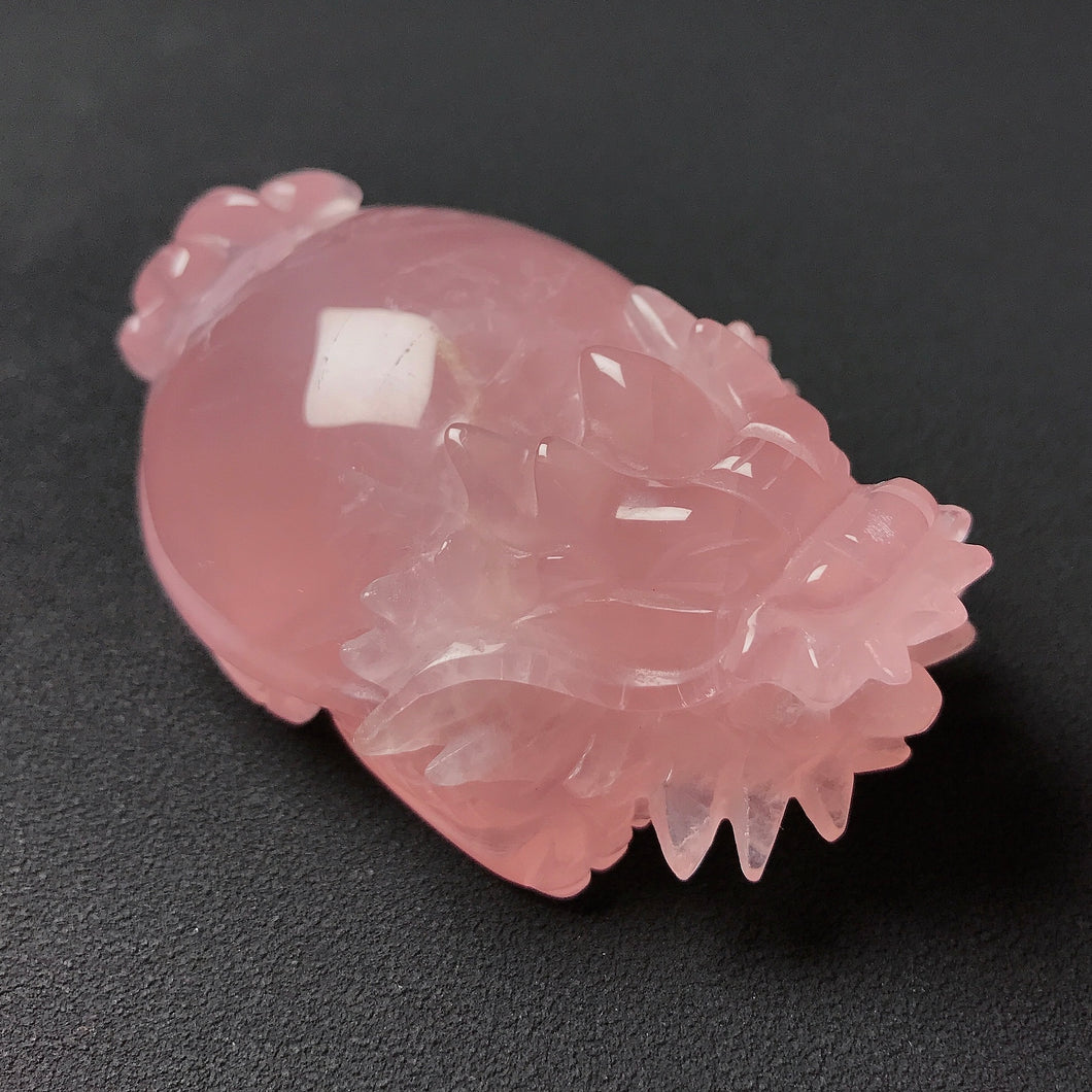 Nice Pink Rose Quartz Dragon Turtle Protection Home Decor, Improve Relationship Hand-carved Crystal Display