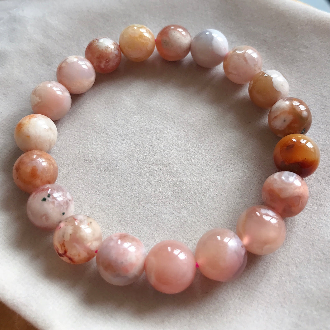 High Quality Cherry Blossom Agate Elastic Bracelet | Heart Chakra Healing Stone Jewelry