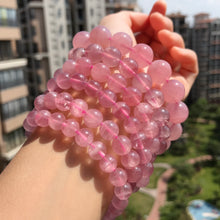 Load image into Gallery viewer, High Quality Rose Quartz Beaded Elastic Bracelet 10.8mm | Handmade Healing Crystal Heart Chakra Jewelry | Improve Your Love Life and Relationship

