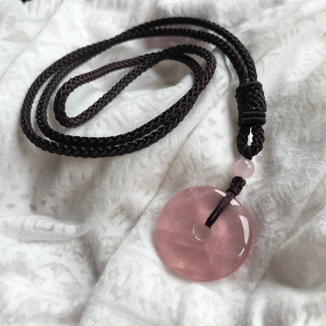 High Quality Rose Quartz Amulet Pendant Necklace| Handmade Healing Crystal Heart Chakra Jewelry