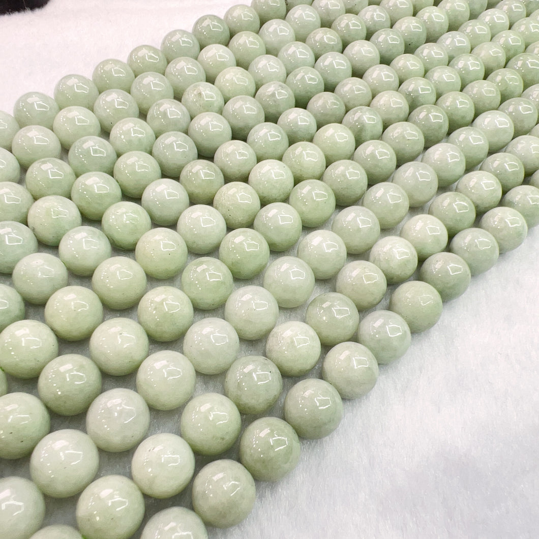 Light Green - Genuine Jade 10mm Jadeite Round Bead Strands for DIY Jewelry Project