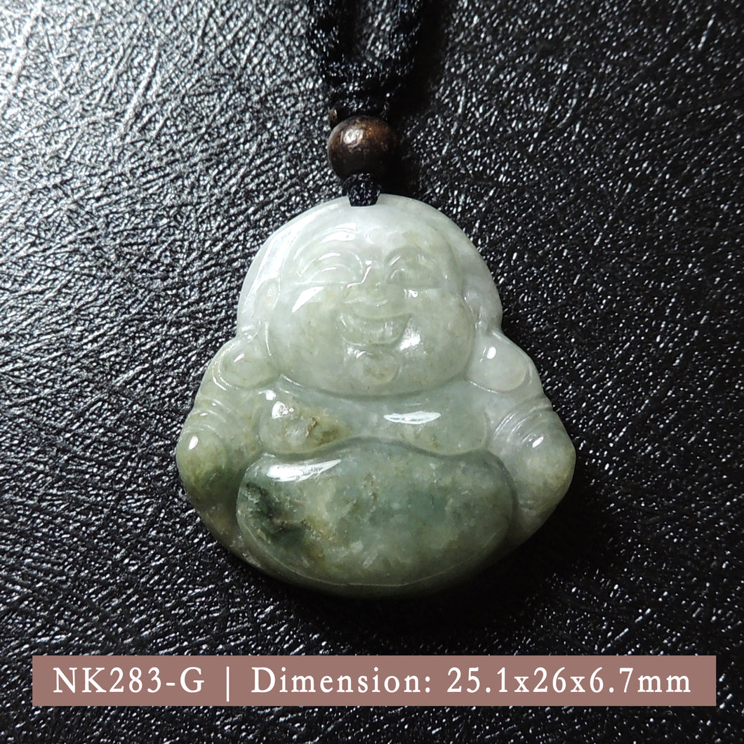 Genuine Jade Pendant Maitreya Happy Buddha Braided Necklace Best Blessing Gift Item for Protection Love