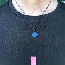 Load image into Gallery viewer, Labradorite Diamond Shape Pendant Necklace | Strong Blue Flash | Handmade Men Women Jewelry Adjustable Rope

