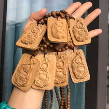 Load image into Gallery viewer, Handmade Kalimantan Agarwood Happy Maiterya Buddha Pendant Necklace Set | 108 Prayer Beads Protection Meditation Buddhism Zen
