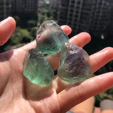 Load image into Gallery viewer, Set of 3 Green Fluorite Crystal Gemstone Mineral | Healing Raw Stone | Holiday Gifts
