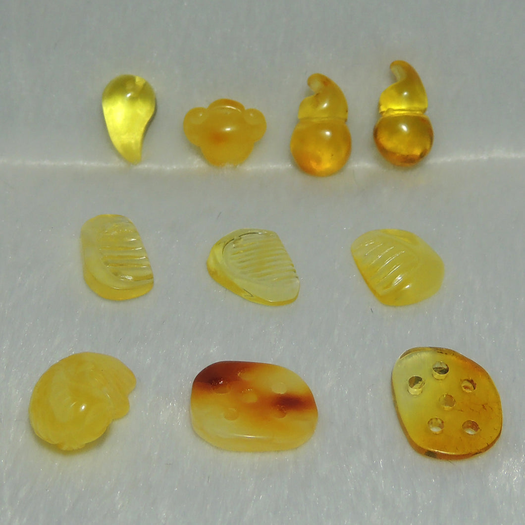 Genuine Amber Small Parts Pendants for Bracelets Necklaces Earrings DIY Jewelry Part Bottle Gourd Lucky Knot  Comb Waterdrop Lotus Root