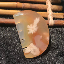 Load image into Gallery viewer, Small Comb Sakura Agate Pendant 27x43x9.5mm Hand-carved Unique DIY Parts Crystal Gemstone Jewelry Handmade Gemstone Cherry Blossom Agate

