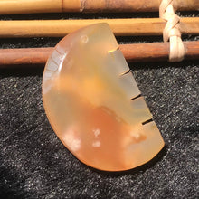 Load image into Gallery viewer, Small Comb Sakura Agate Pendant 27x43x9.5mm Hand-carved Unique DIY Parts Crystal Gemstone Jewelry Handmade Gemstone Cherry Blossom Agate
